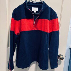 Navy with Red Stripe Partial Zip Front Sweatshirt by Sail to Sable - Size XL